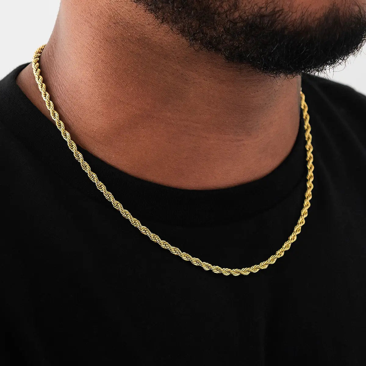 GLD Men Rope Chain in Yellow Gold - 4 mm