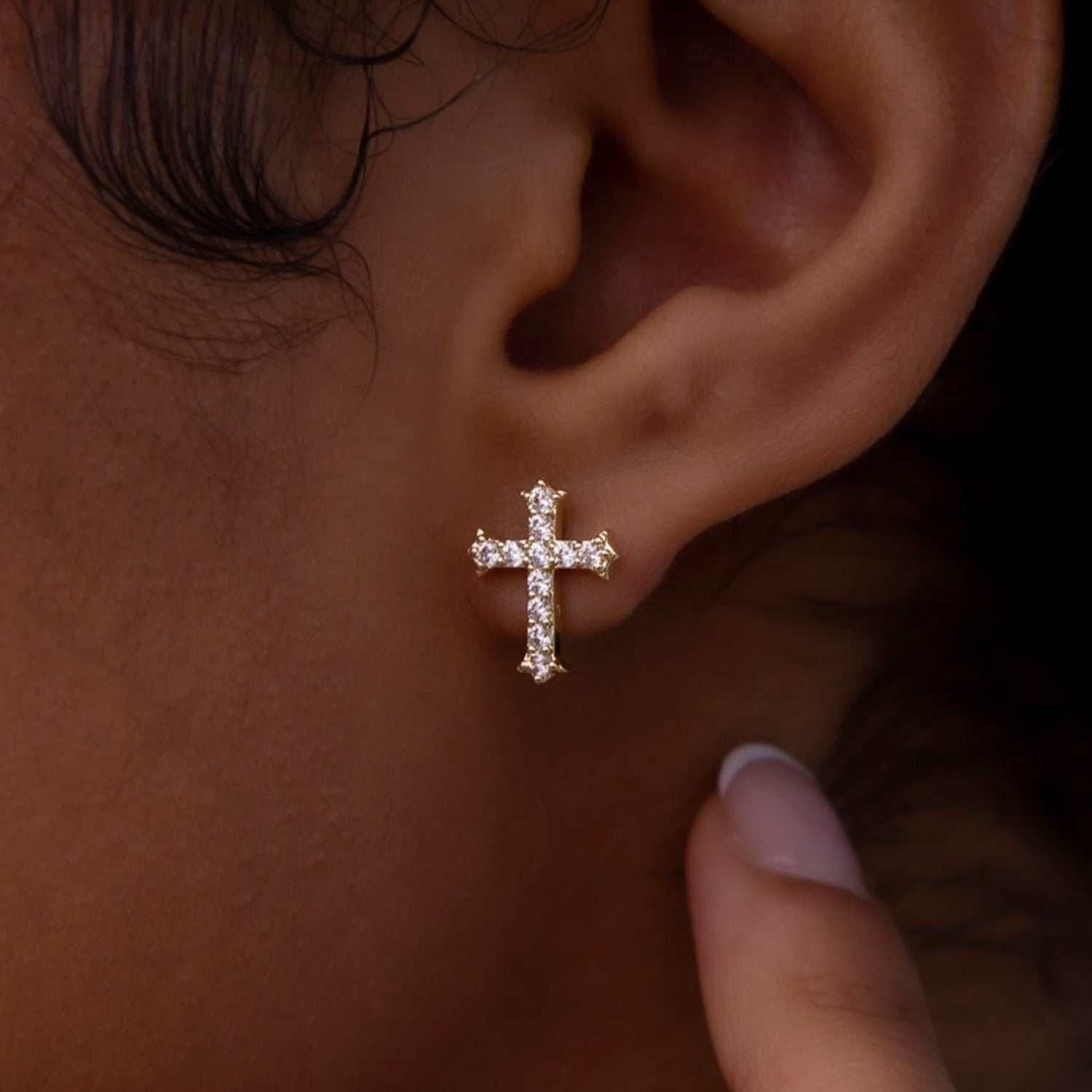 GLD Women Micro Cross Stud Earrings