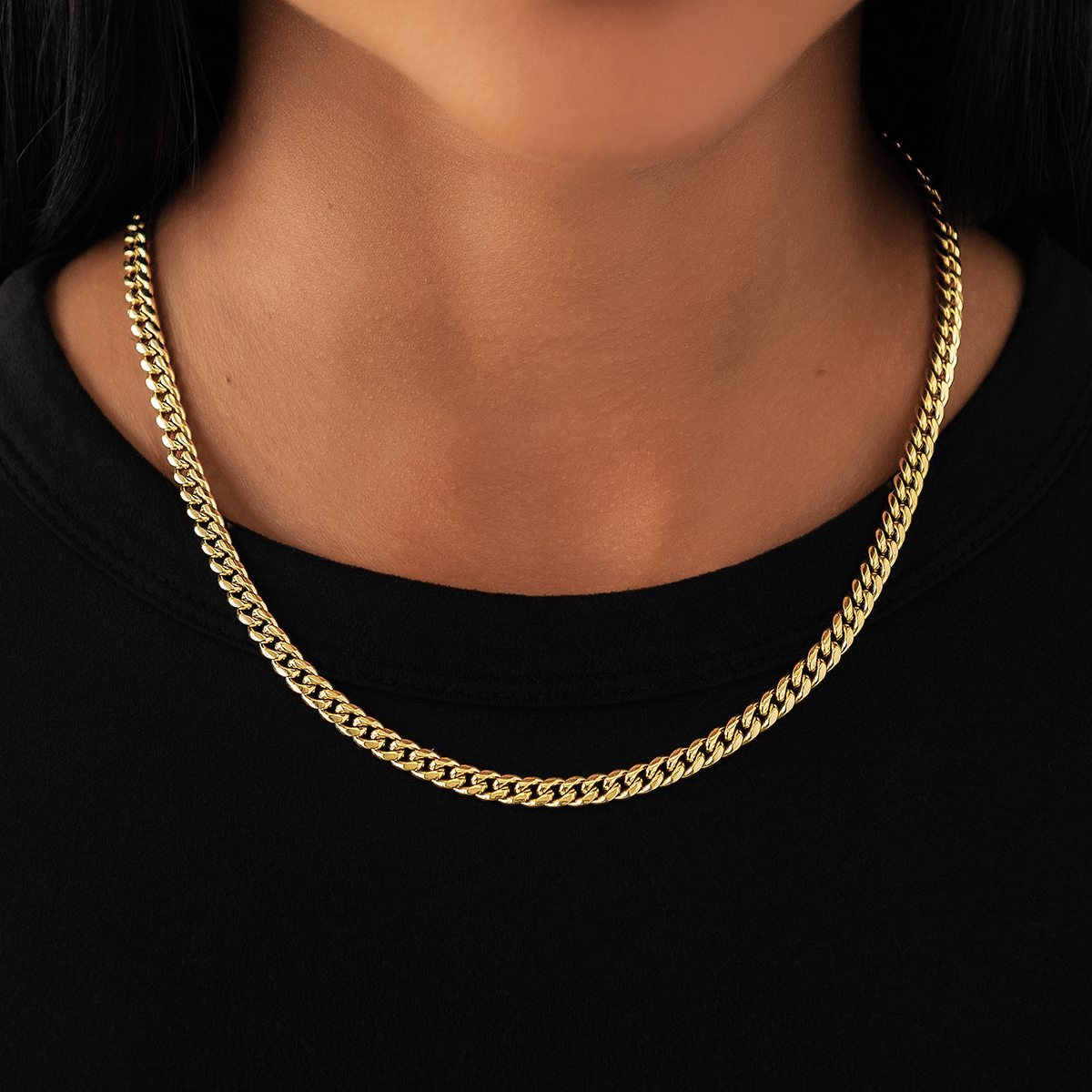 GLD Women Miami Cuban Necklace in Yellow Gold - 5 mm