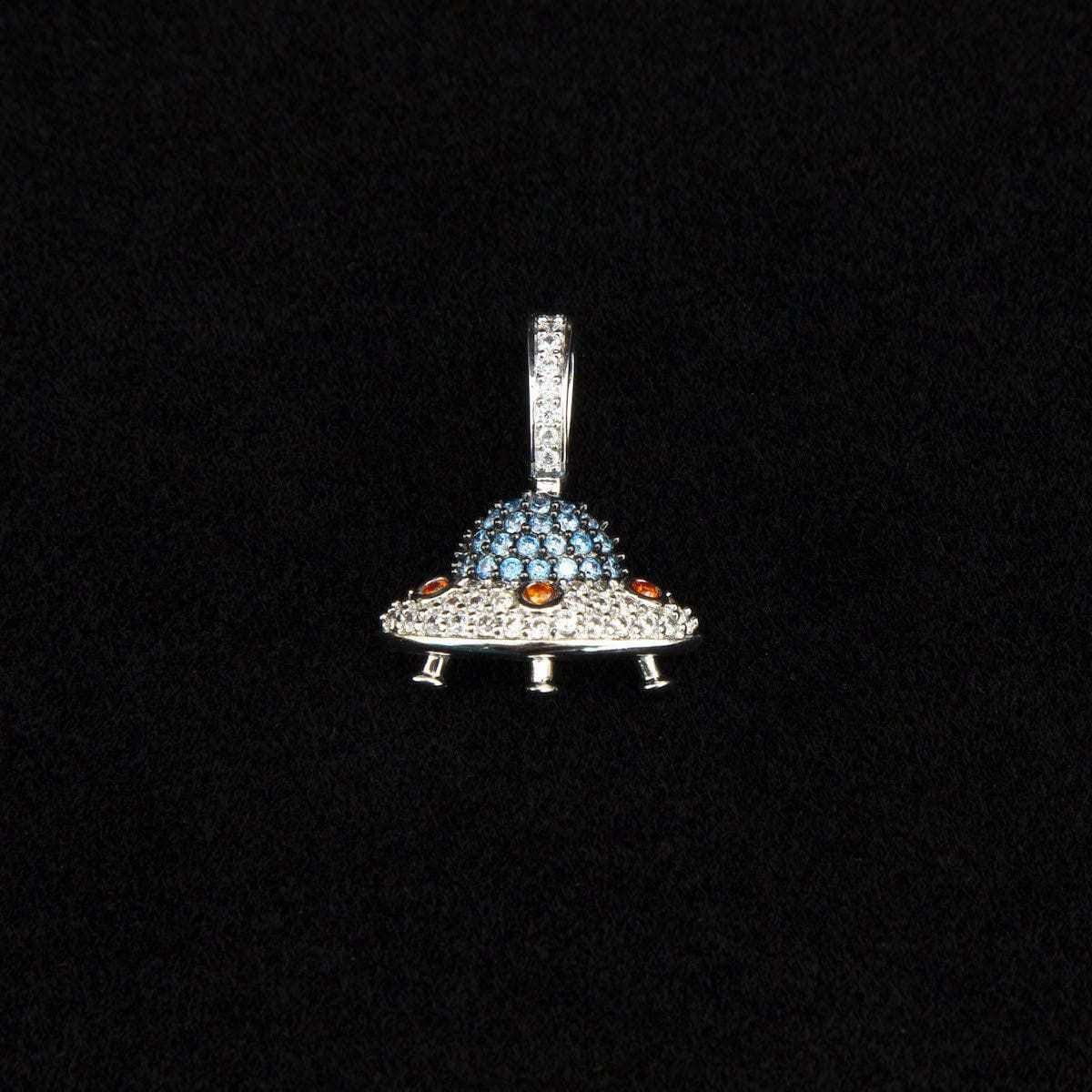 GLD Men Micro Iced UFO Pendant in White Gold