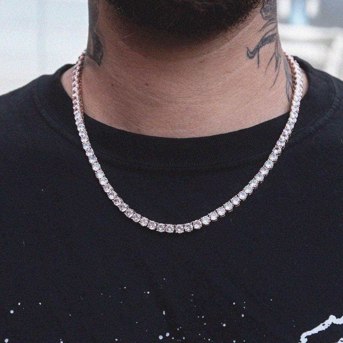 GLD Men Diamond Tennis Chain in Rose Gold - 5 mm