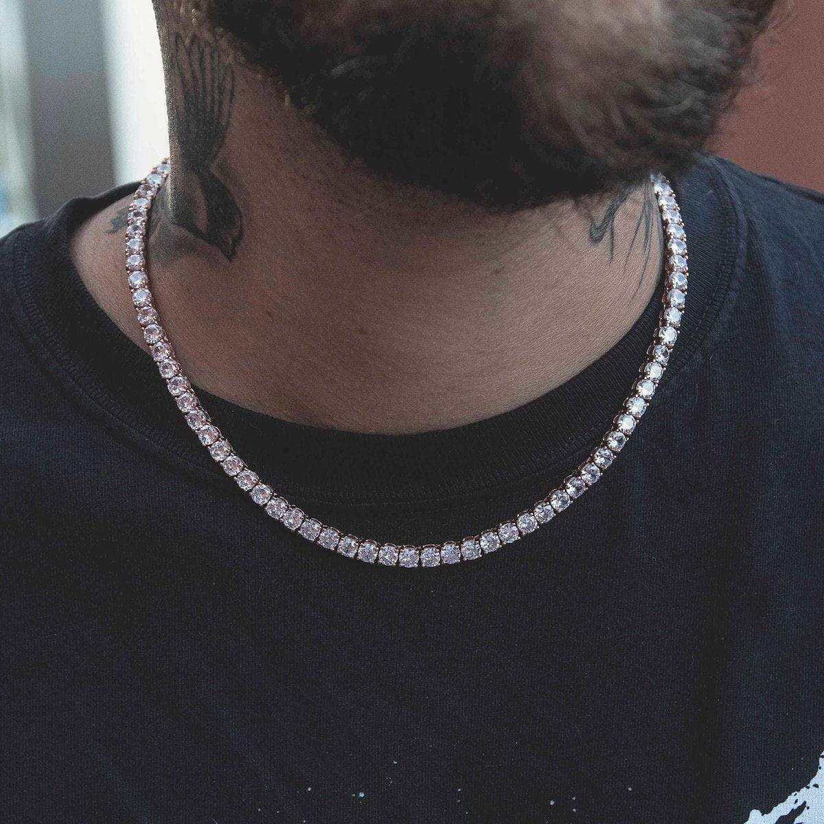 GLD Men Diamond Tennis Chain in Rose Gold - 5 mm