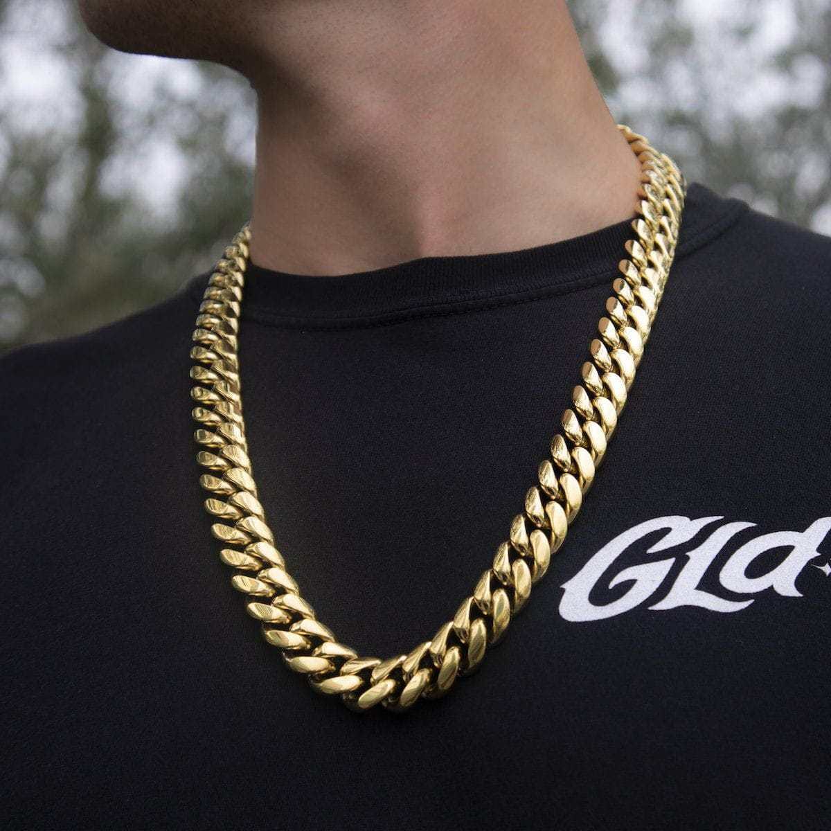 GLD Men GLD Signature Cuban in Yellow Gold - 19 mm