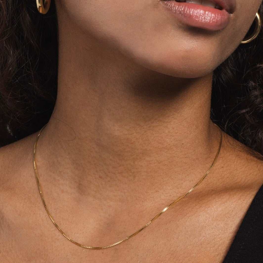 GLD Women Solid Gold Box Chain 1.5 mm