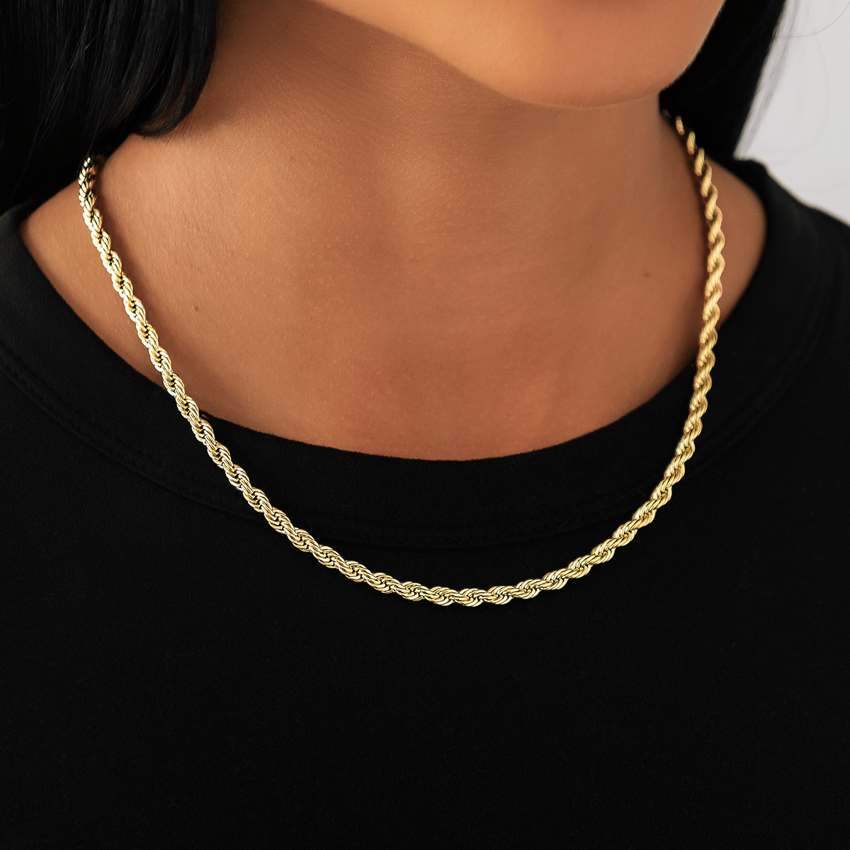 GLD Women Rope Necklace in Yellow Gold - 4 mm