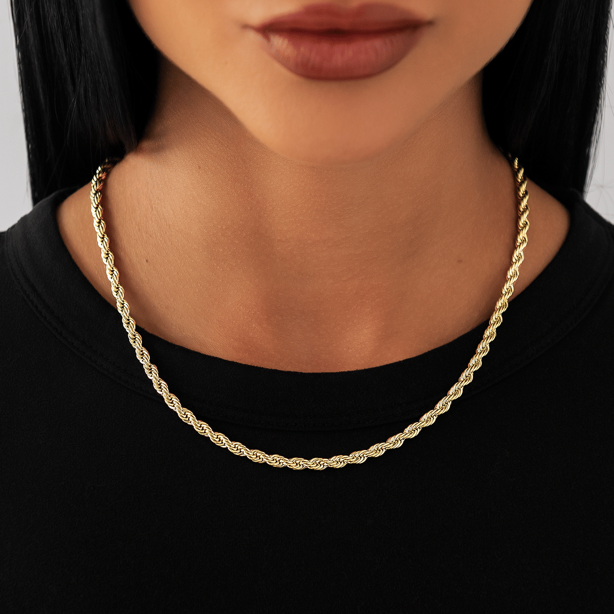 GLD Women Rope Necklace in Yellow Gold - 4 mm