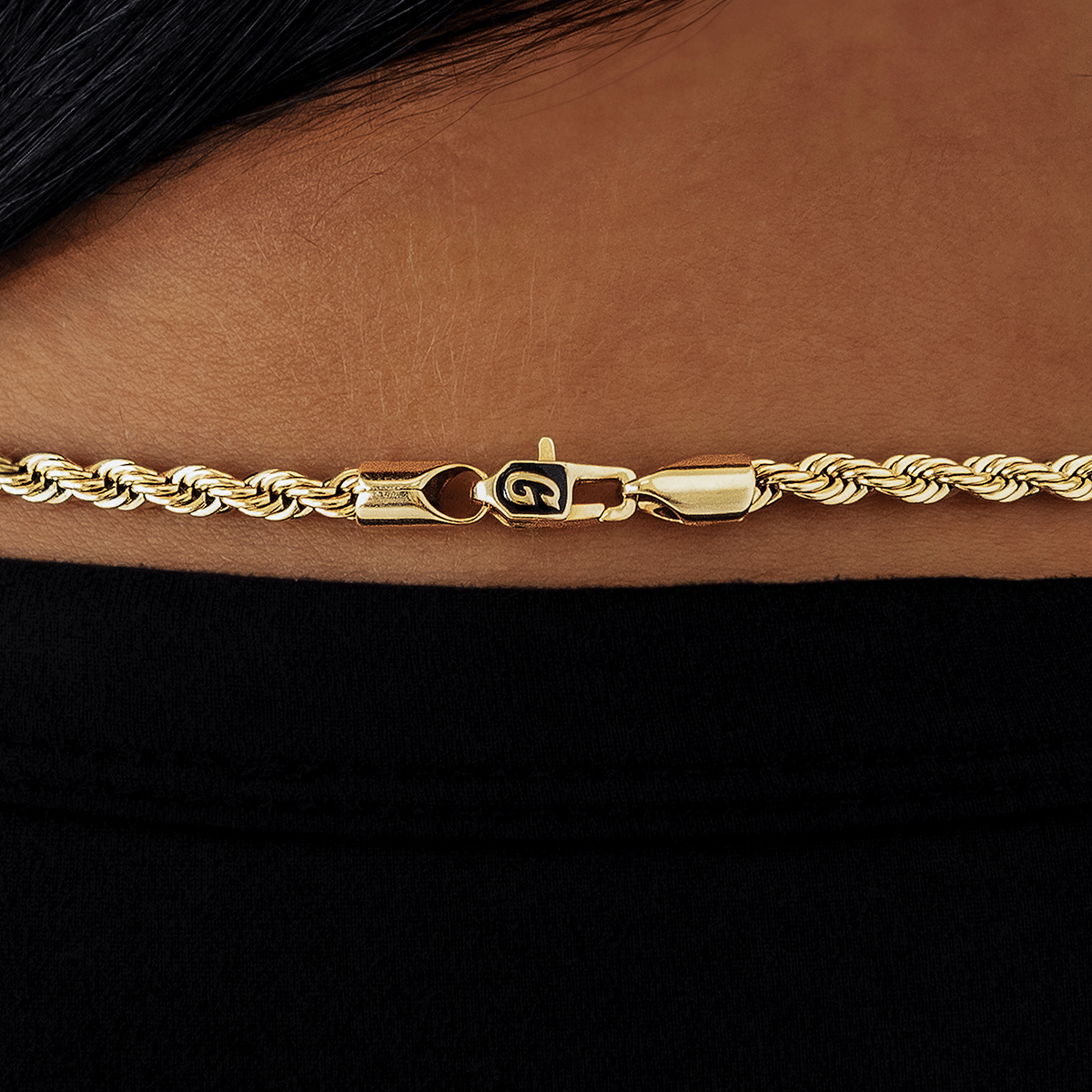 GLD Women Rope Necklace in Yellow Gold - 4 mm