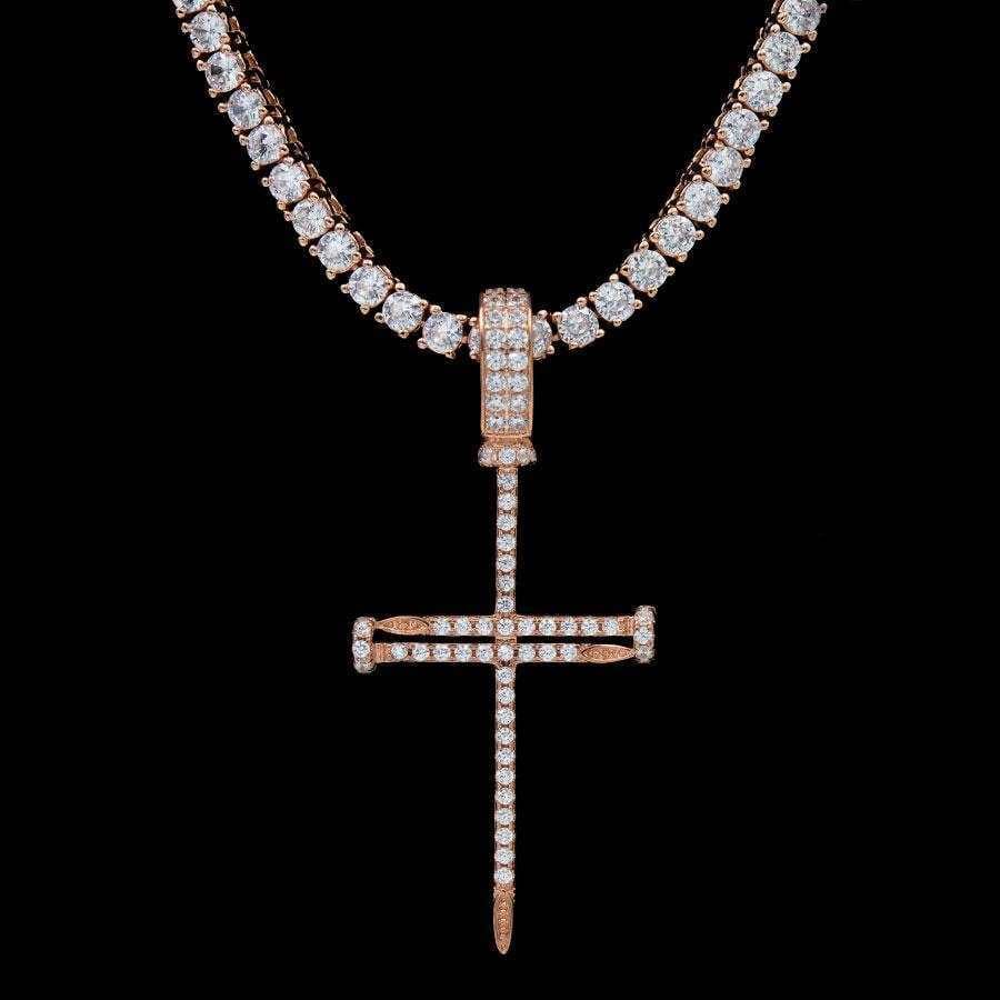 GLD Women Iced Nail Cross in Rose Gold