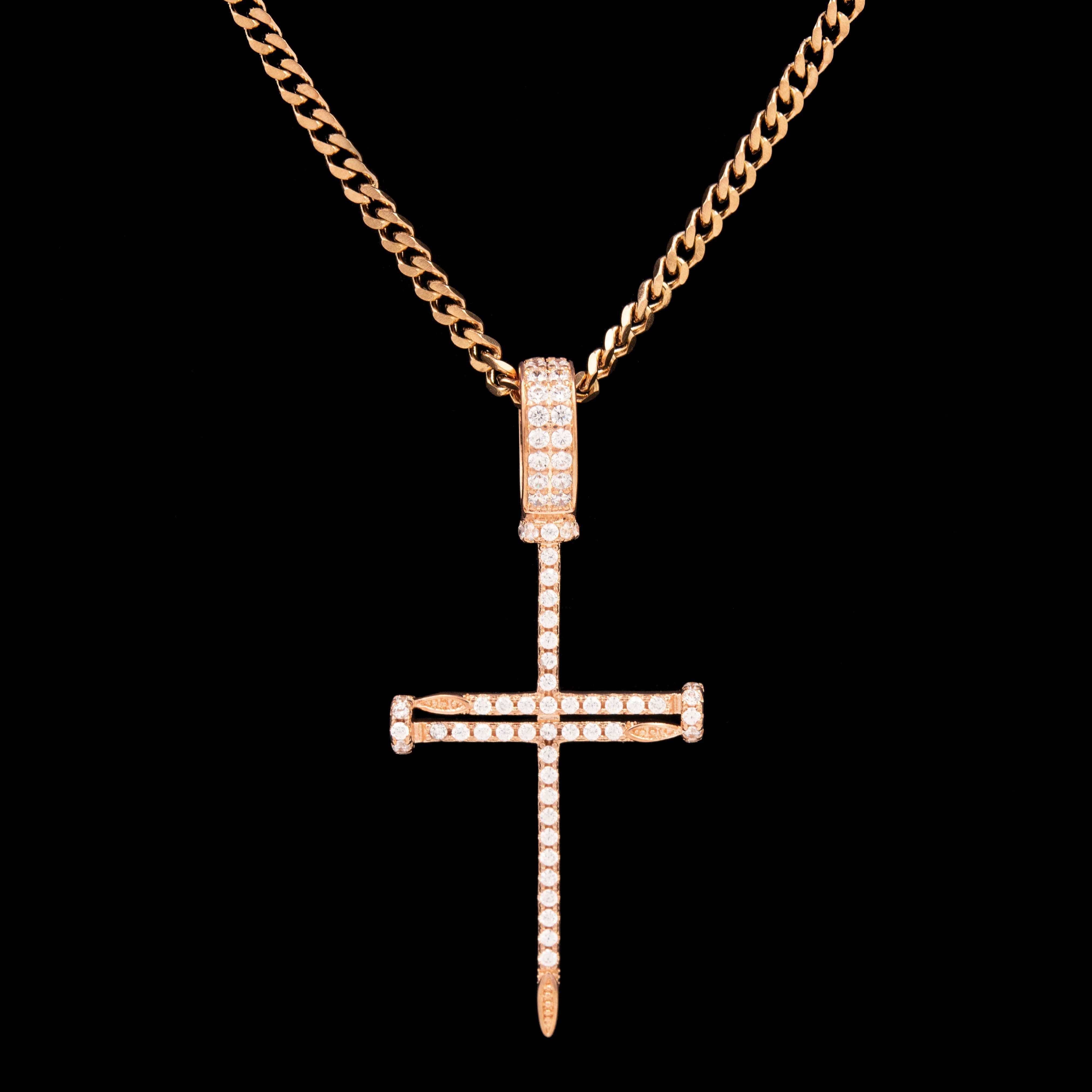 GLD Women Iced Nail Cross in Rose Gold