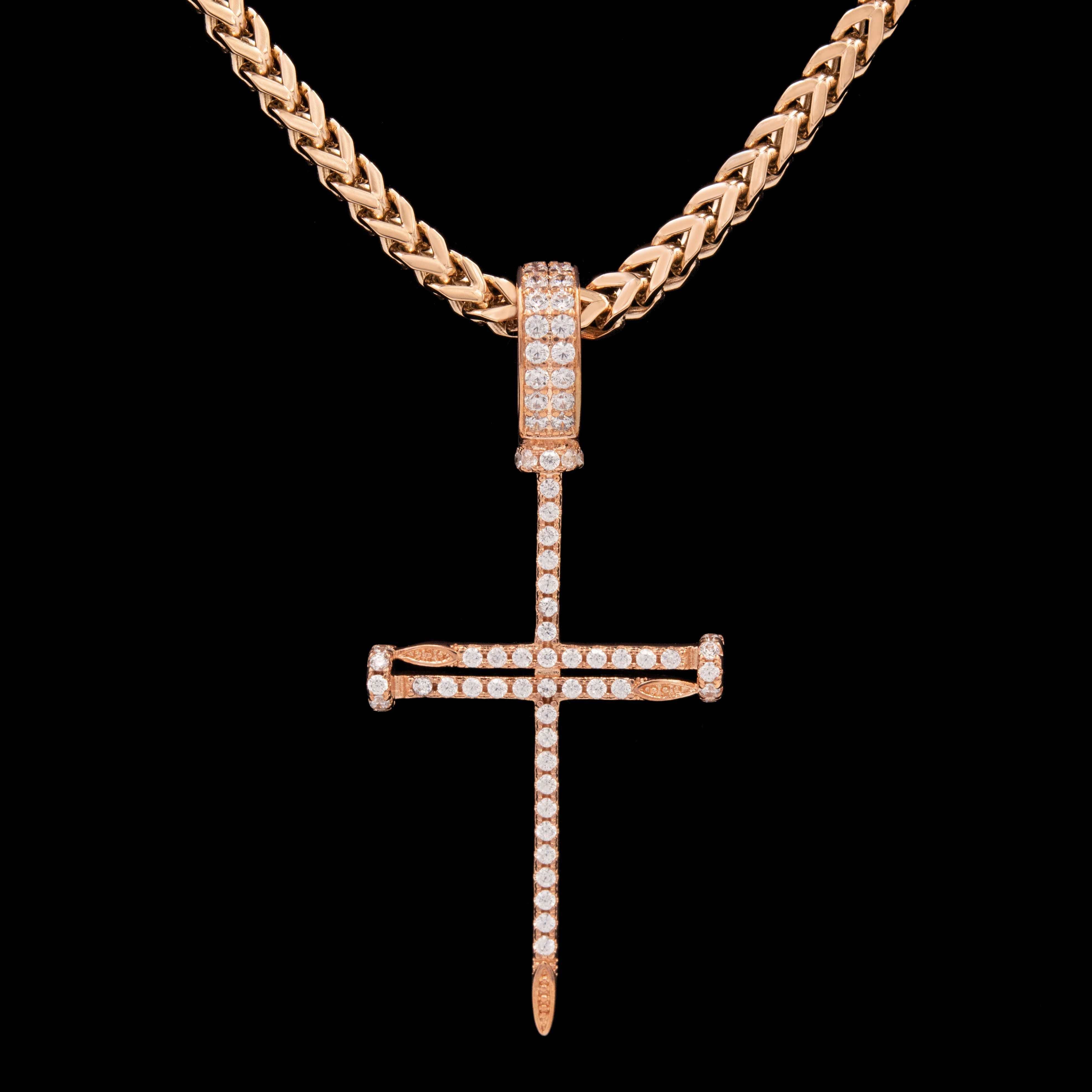 GLD Women Iced Nail Cross in Rose Gold