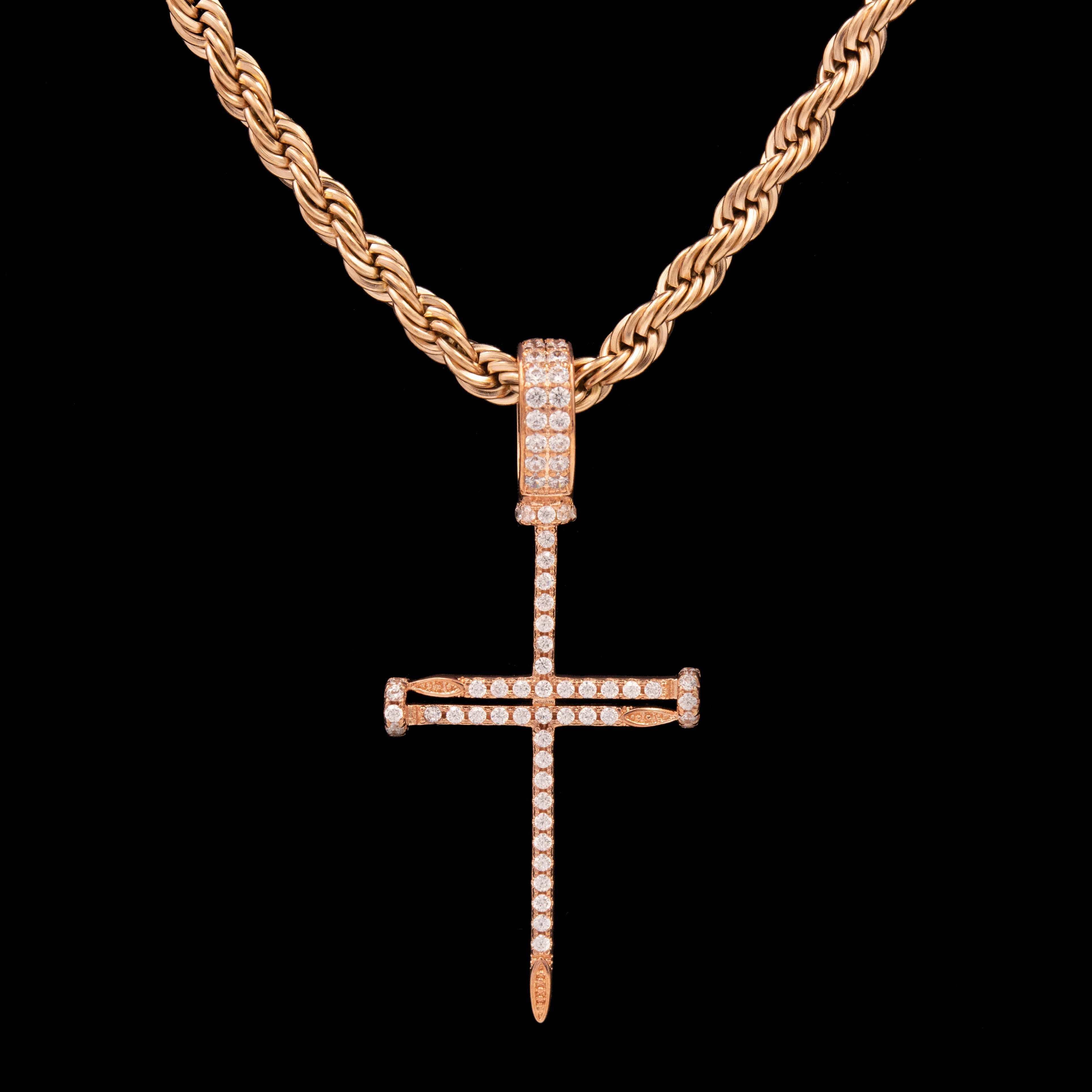 GLD Women Iced Nail Cross in Rose Gold