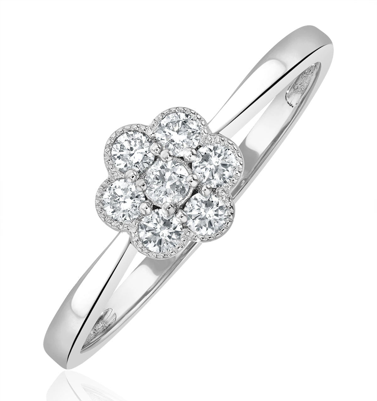 Diamond Lab Diamond Flower Ring 0.25ct H/Si in 9K White Gold