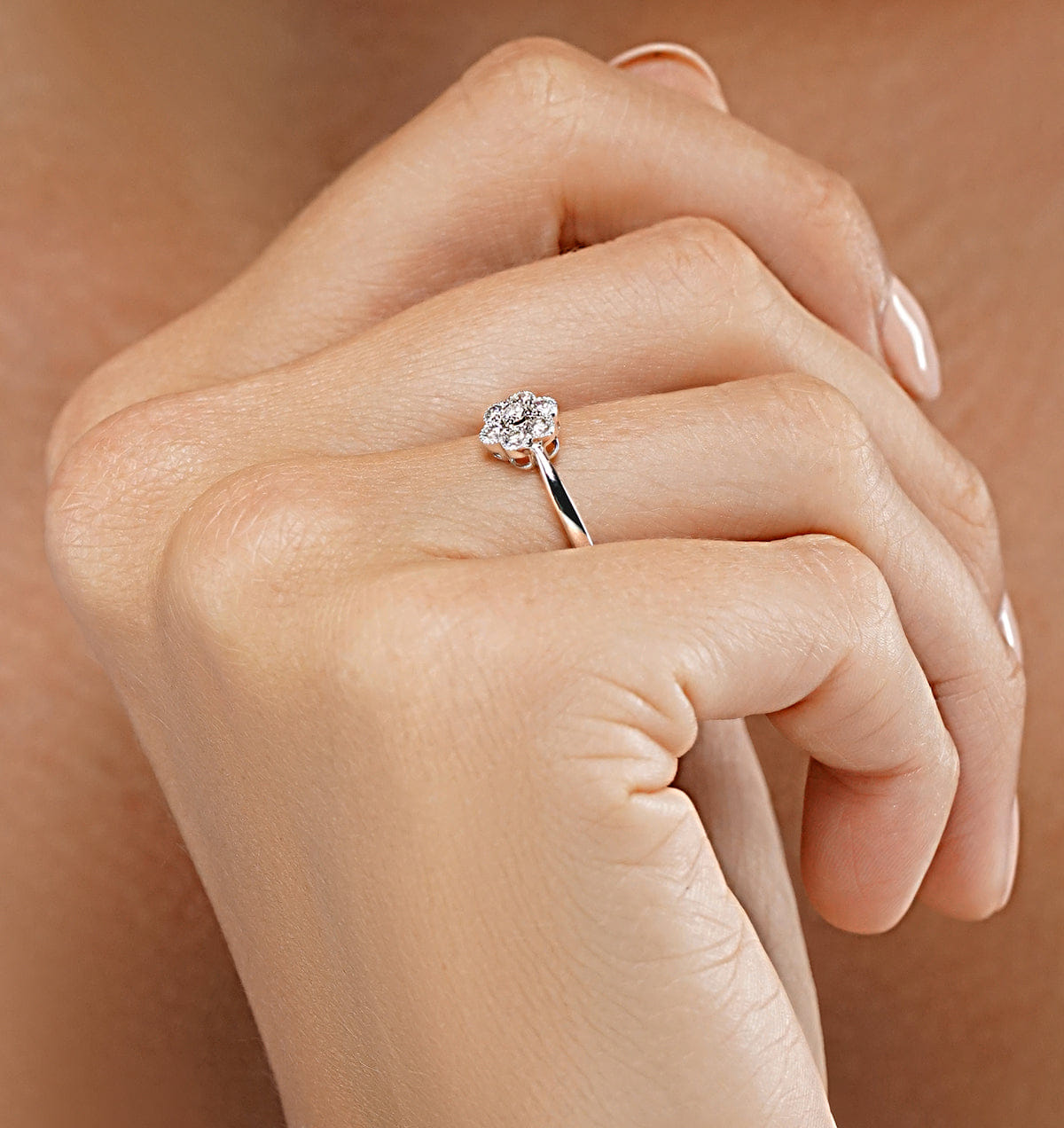 Diamond Lab Diamond Flower Ring 0.25ct H/Si in 9K White Gold