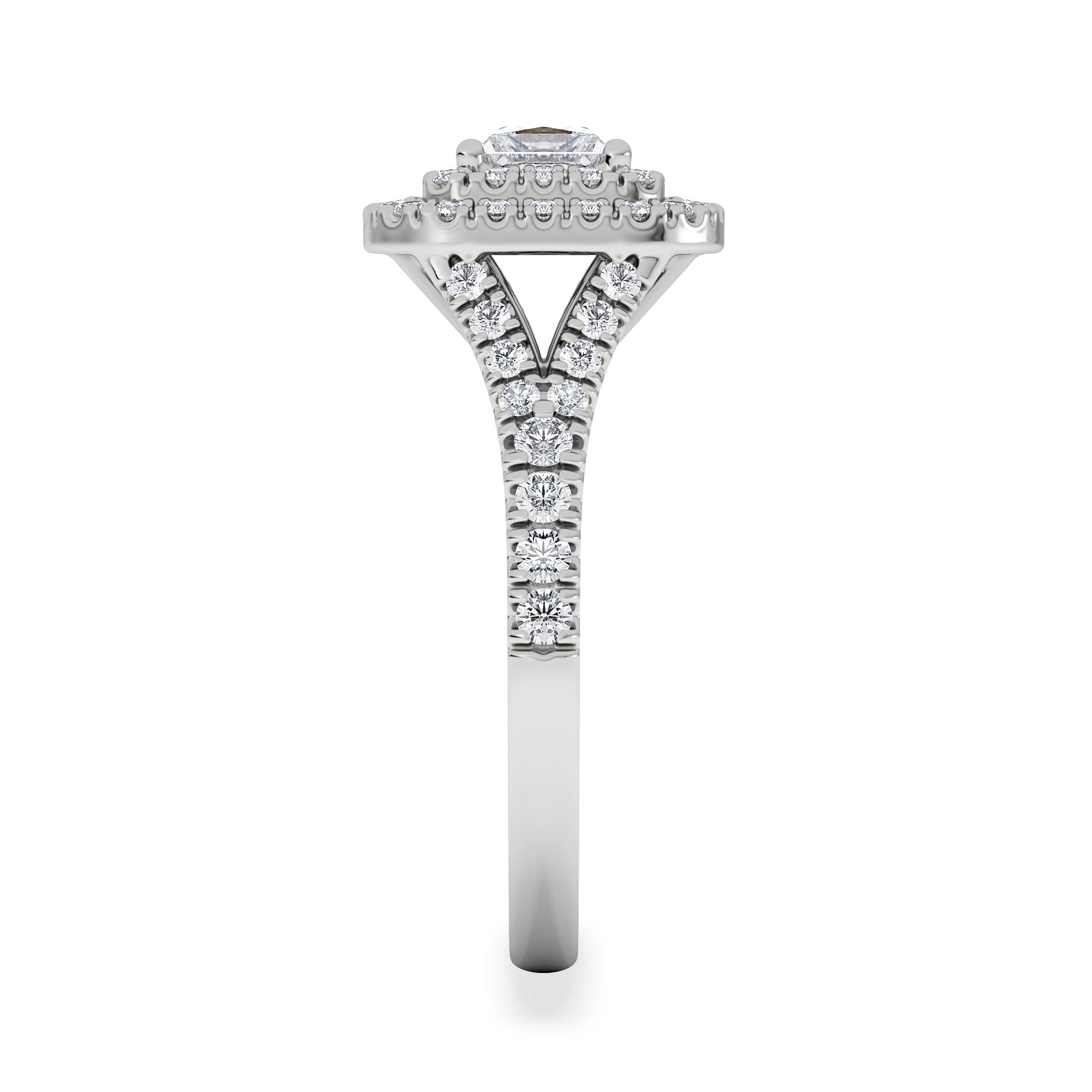 Diamond Cleopatra Diamond Halo Engagement Ring 18K White Gold 1.20ct G/SI2
