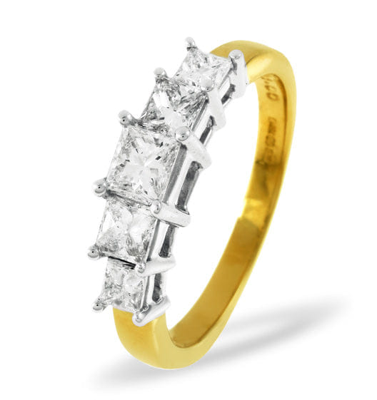 PRINCESS Lucy 18K Gold 5 Stone Princess Diamond Eternity Ring 0.50CT H/SI