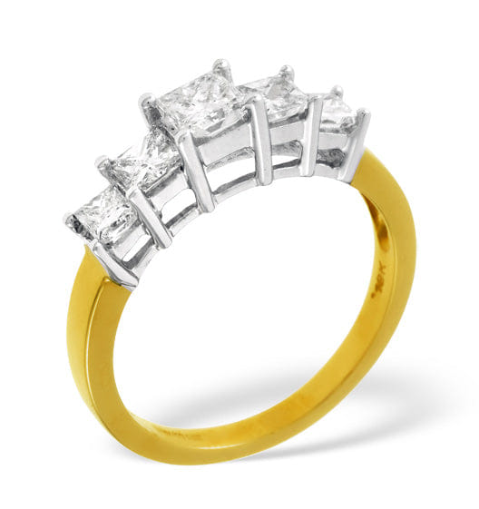 PRINCESS Lucy 18K Gold 5 Stone Princess Diamond Eternity Ring 0.50CT H/SI