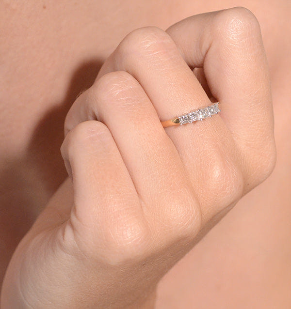 PRINCESS Lucy 18K Gold 5 Stone Princess Diamond Eternity Ring 0.50CT H/SI