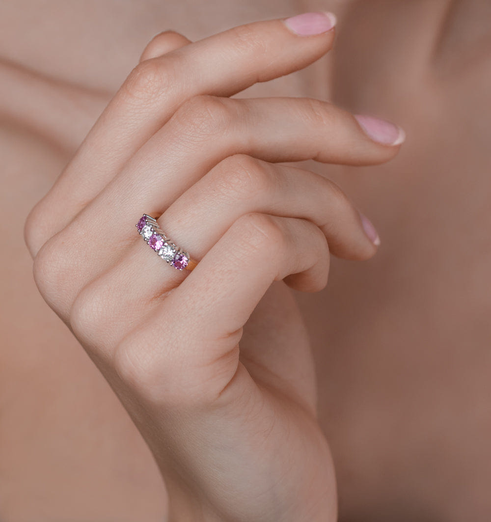 Diamond Pink Sapphire 0.90ct and Diamond Ring 0.40ct 18K Gold Ft26