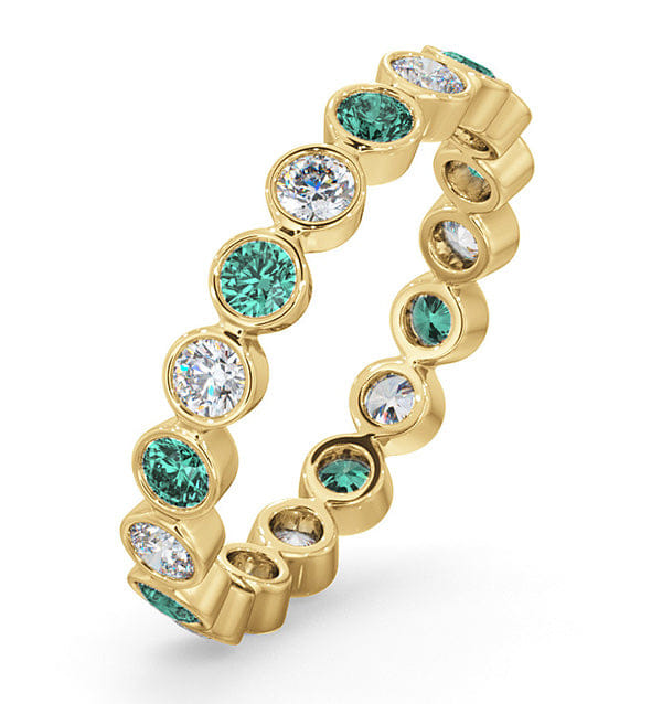 Diamond Emily 18K Gold Emerald 0.70ct and G/VS 0.50CT Diamond Eternity Ring