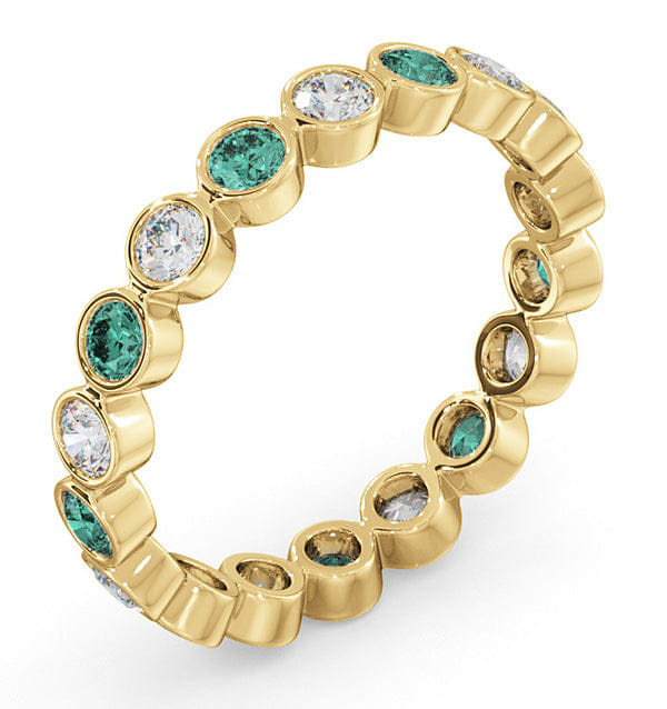 Diamond Emily 18K Gold Emerald 0.70ct and G/VS 0.50CT Diamond Eternity Ring