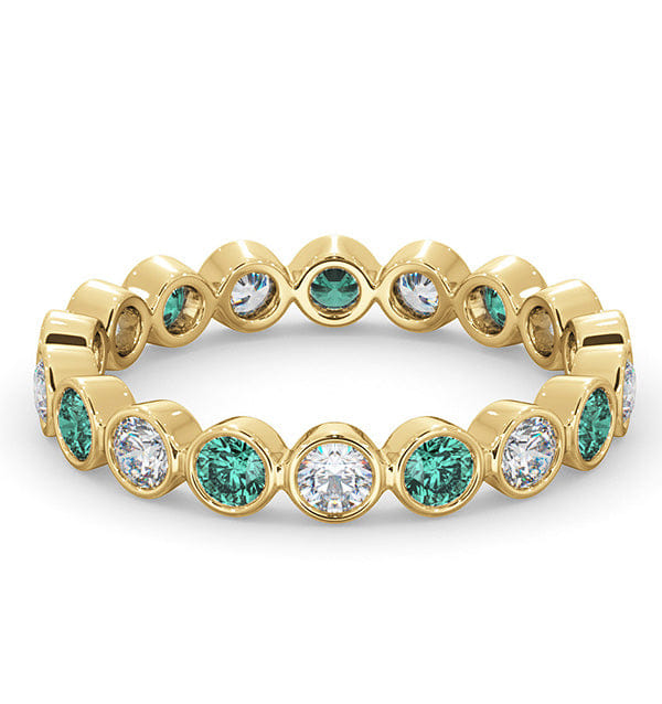 Diamond Emily 18K Gold Emerald 0.70ct and G/VS 0.50CT Diamond Eternity Ring
