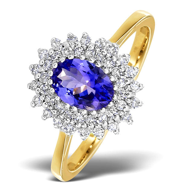 Diamond Tanzanite 7 x 5 mm And Diamond 9K Gold Ring