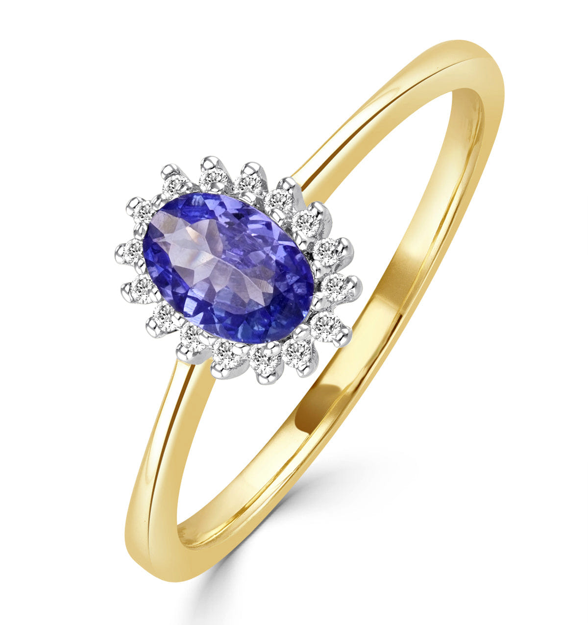 Diamond Tanzanite 6 x 4 mm And Diamond 18K Gold Ring