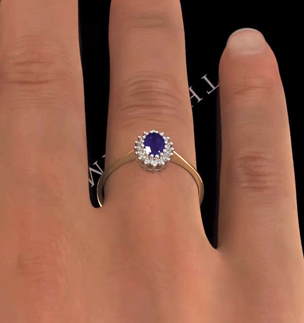 Diamond Tanzanite 6 x 4 mm And Diamond 18K Gold Ring