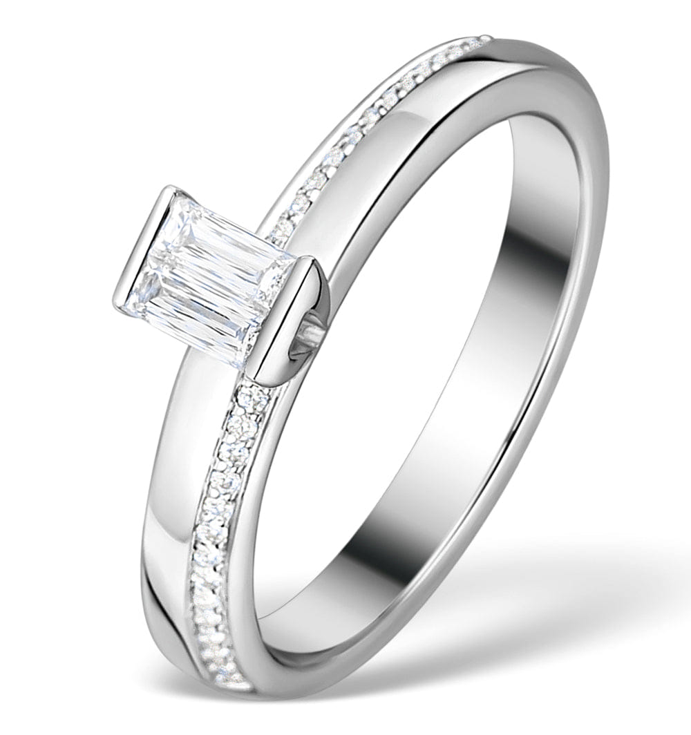 Diamond 0.30ct Ideal Prince Cut Diamond and 18K White Gold H/SI Ring - SIZE M