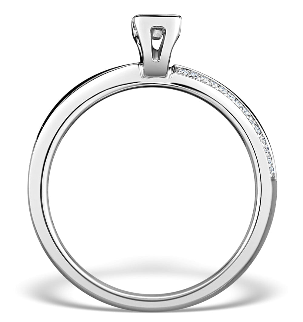 Diamond 0.30ct Ideal Prince Cut Diamond and 18K White Gold H/SI Ring - SIZE M