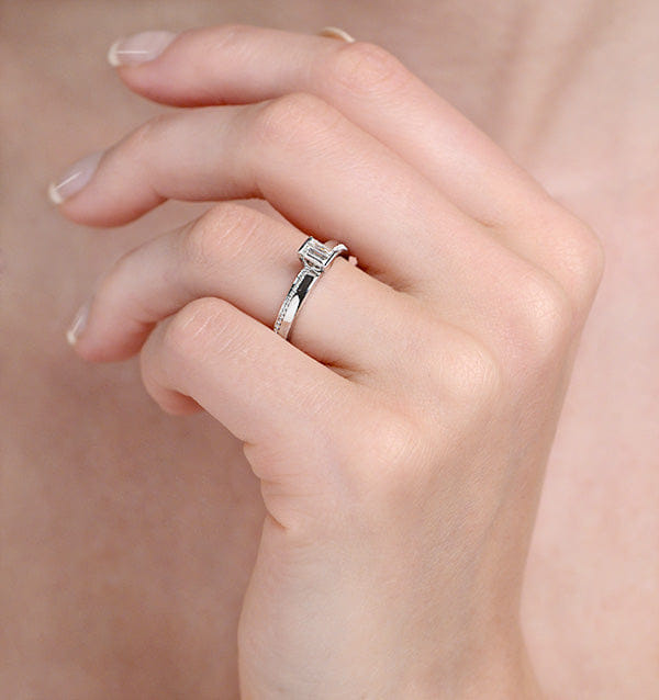 Diamond 0.30ct Ideal Prince Cut Diamond and 18K White Gold H/SI Ring - SIZE M