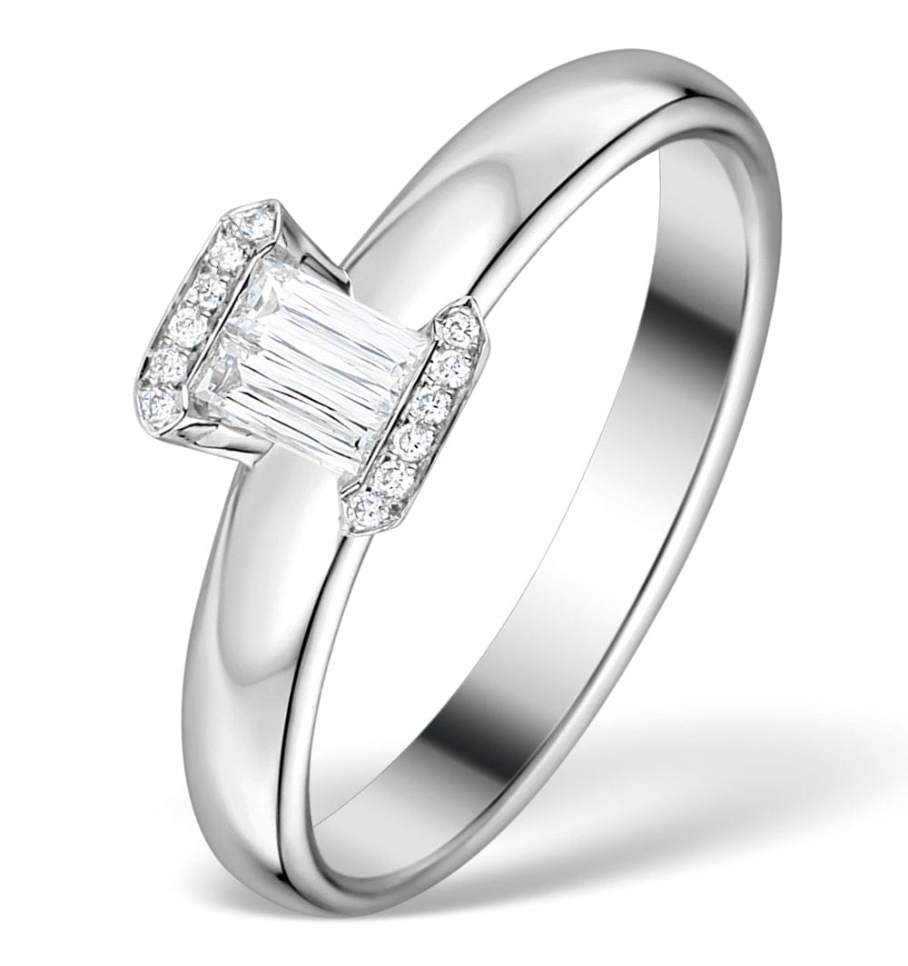 Diamond 0.30ct Ideal Prince Cut Diamond and 18K White Gold H/SI Ring - SIZE K