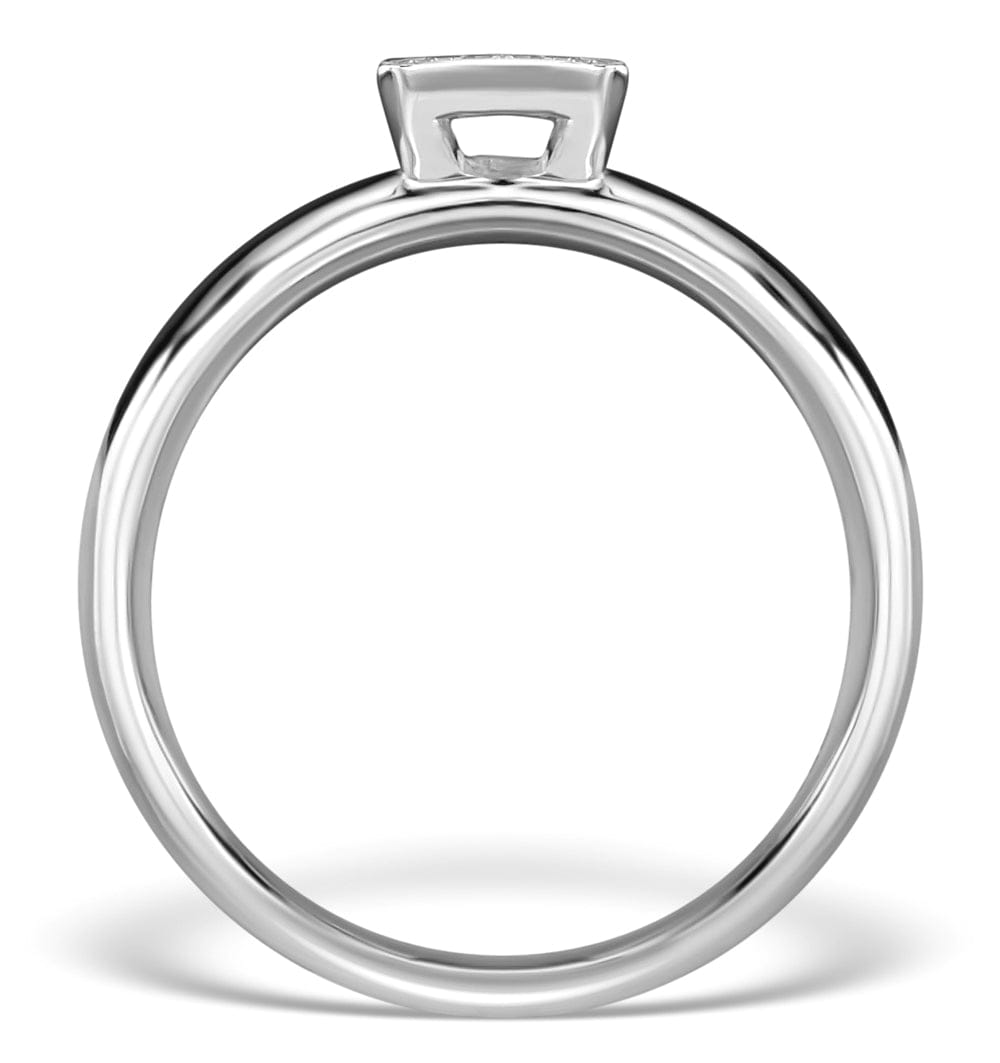 Diamond 0.30ct Ideal Prince Cut Diamond and 18K White Gold H/SI Ring - SIZE K