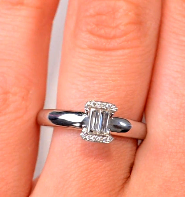 Diamond 0.30ct Ideal Prince Cut Diamond and 18K White Gold H/SI Ring - SIZE K
