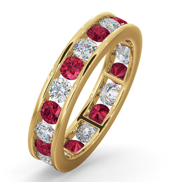 RING ETERNITY RING RAE DIAMONDS H/SI AND RUBY 1.80CT - 18K GOLD