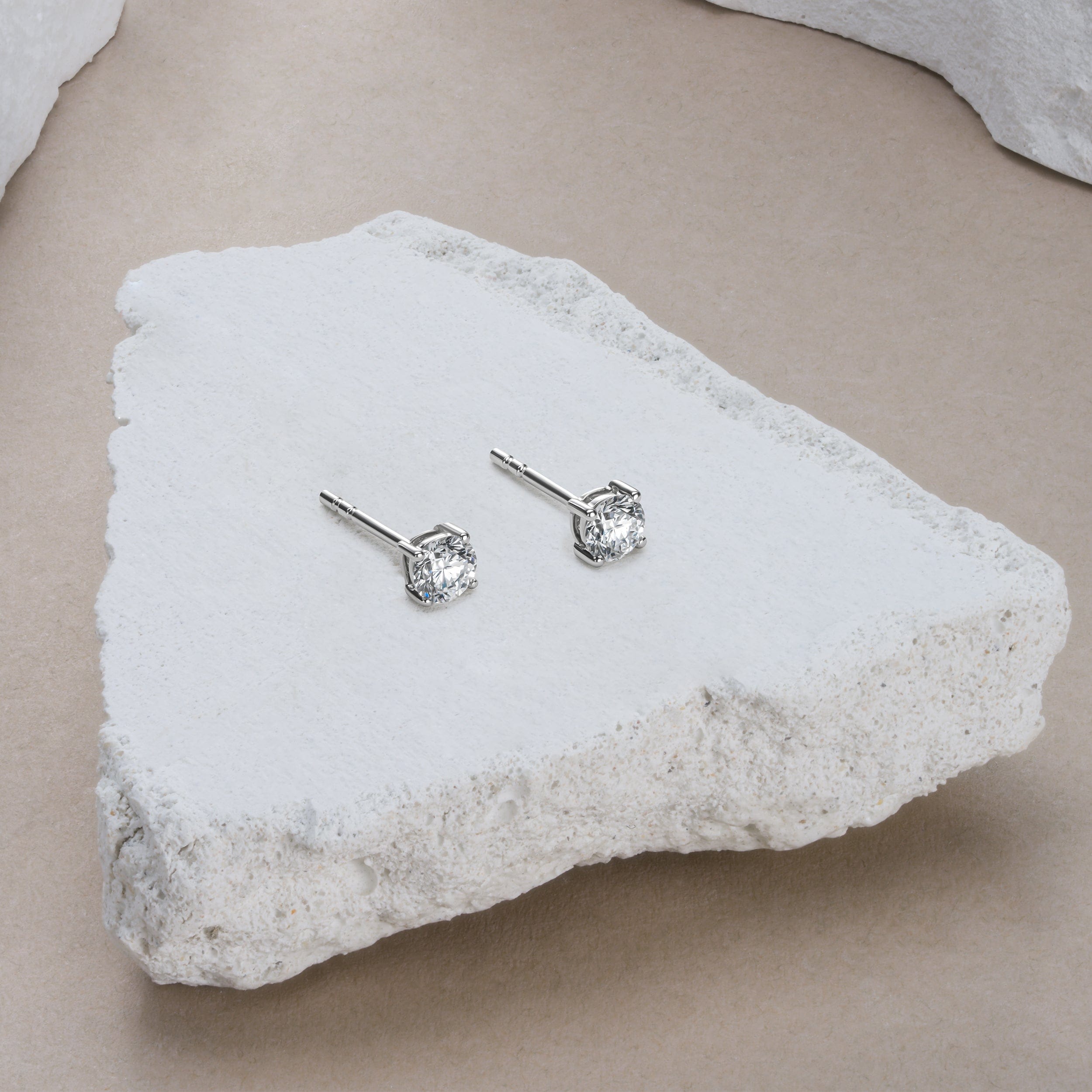 Diamond 0.50ct Round Cut Lab Diamond Stud Earrings in Sterling Silver