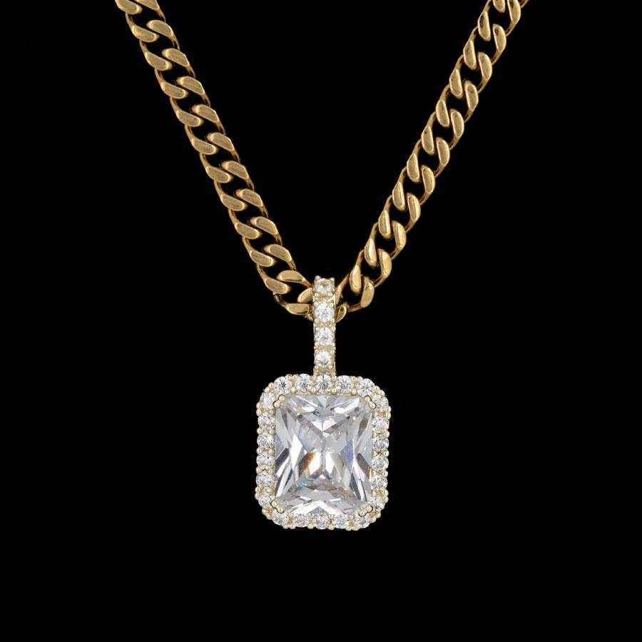 GLD Men Micro Diamond Stone Pendant in Yellow Gold