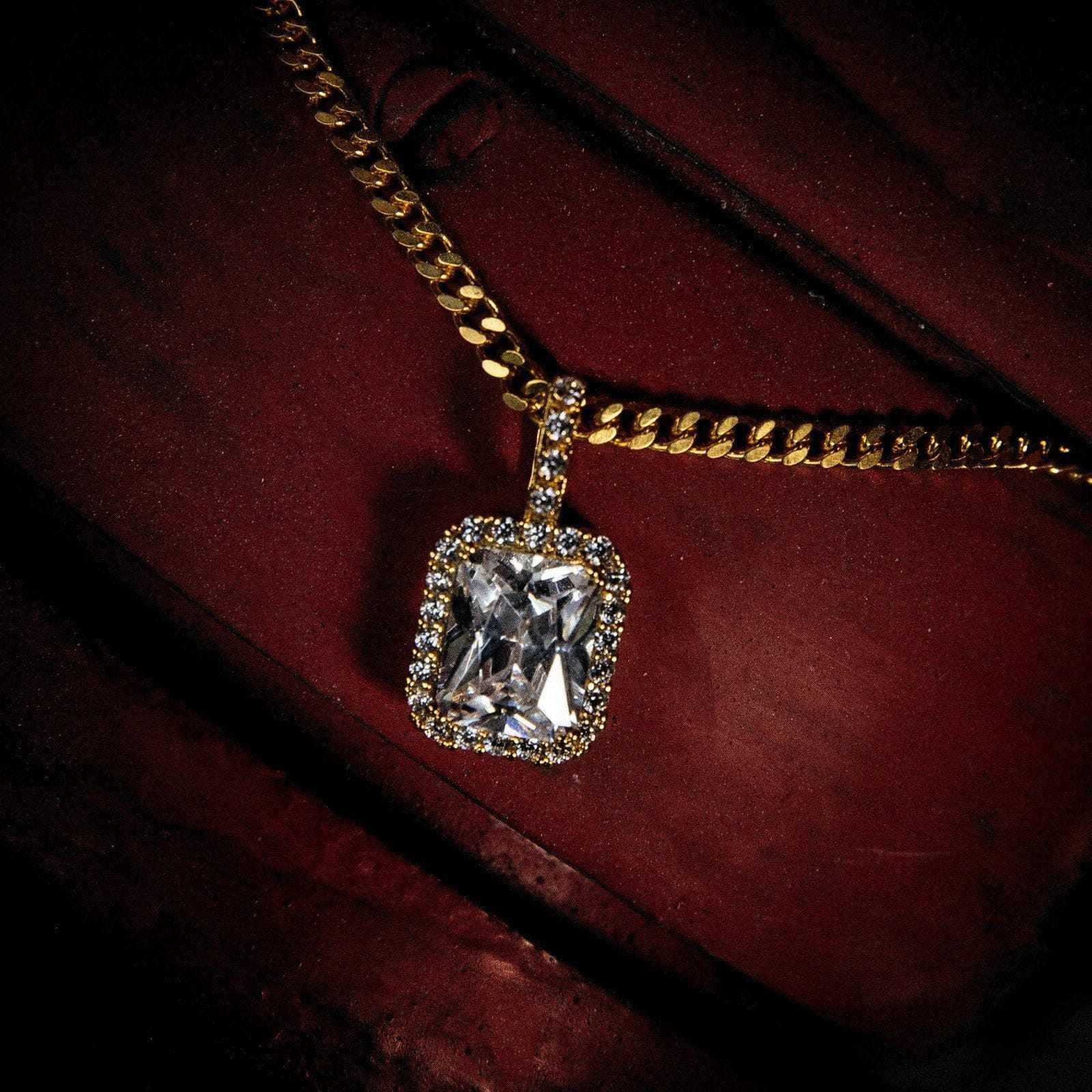 GLD Men Micro Diamond Stone Pendant in Yellow Gold