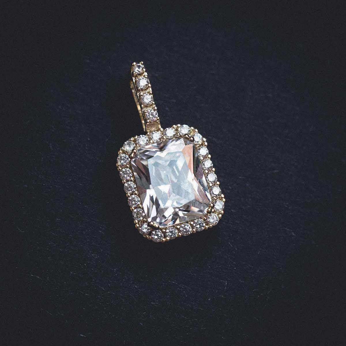 GLD Men Micro Diamond Stone Pendant in Yellow Gold