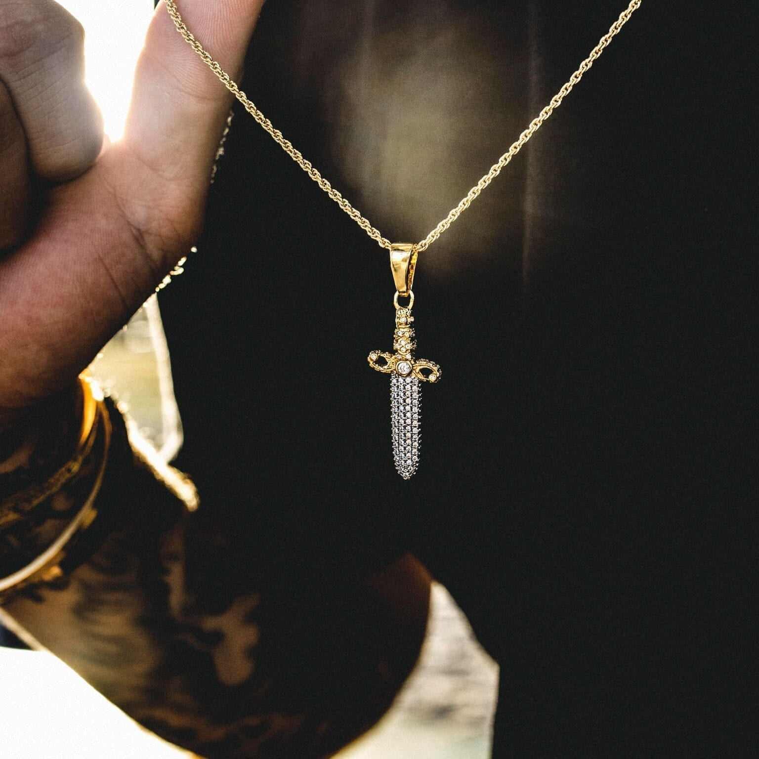 GLD Men Iced Knife Pendant