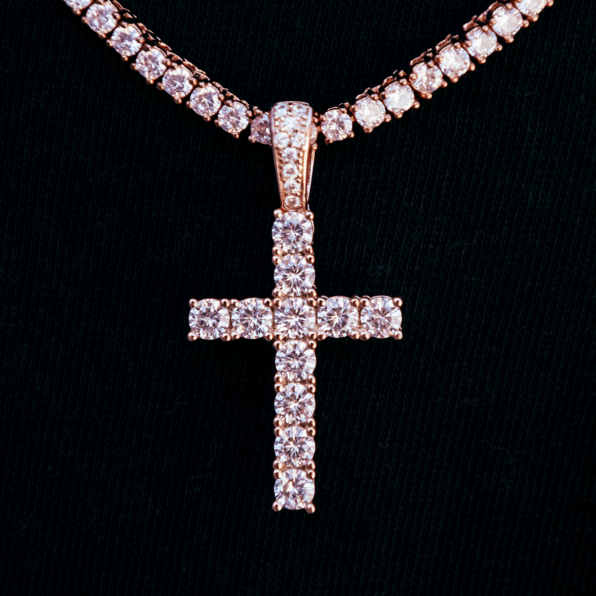 GLD Men Diamond Cross in Rose Gold