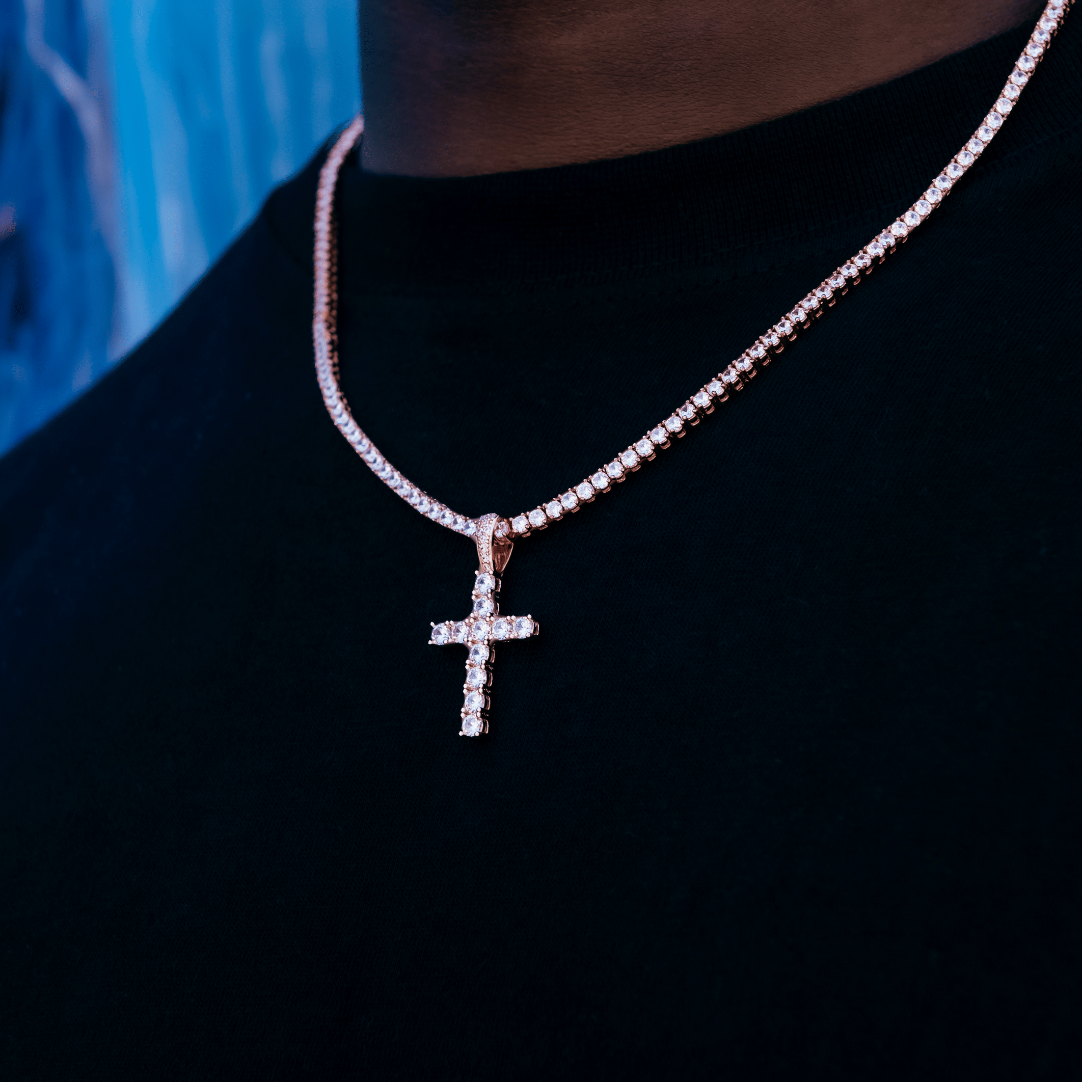 GLD Men Diamond Cross in Rose Gold