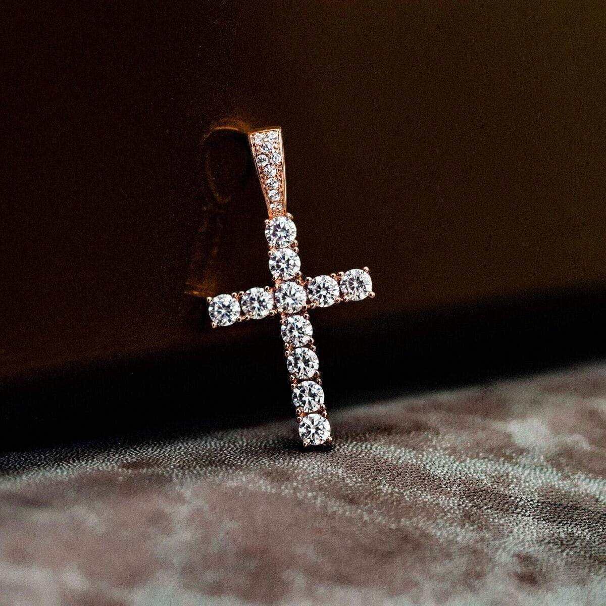 GLD Men Diamond Cross in Rose Gold