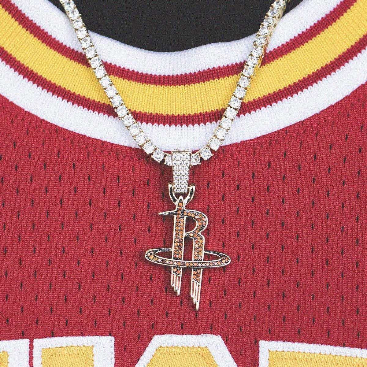 GLD Men Houston Rockets Official NBA Logo Pendant in Yellow Gold