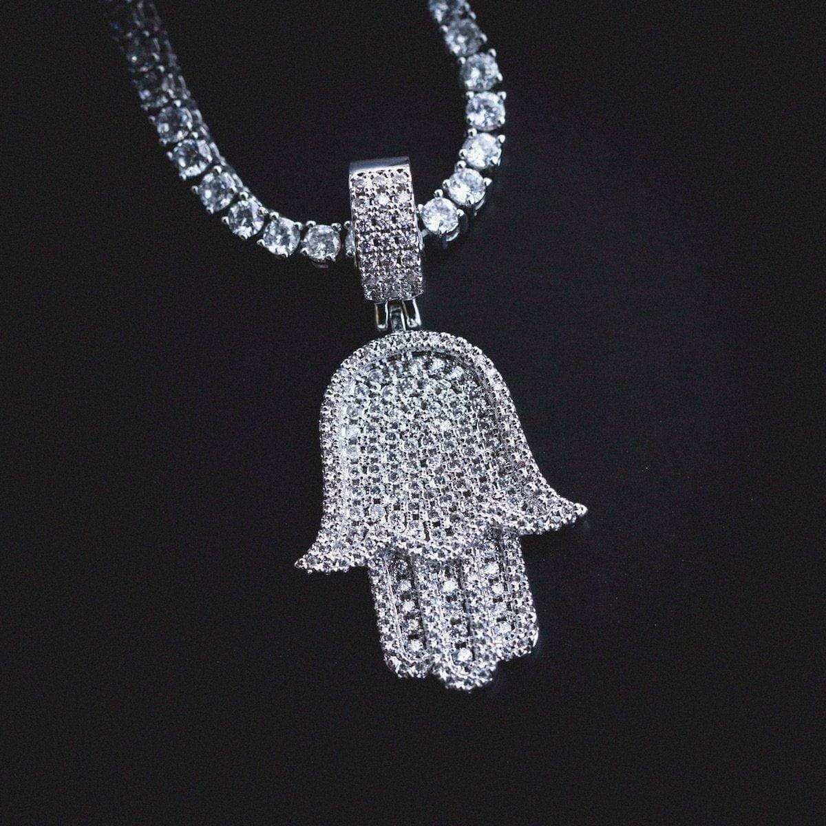 GLD Men Hamsa Pendant in White Gold