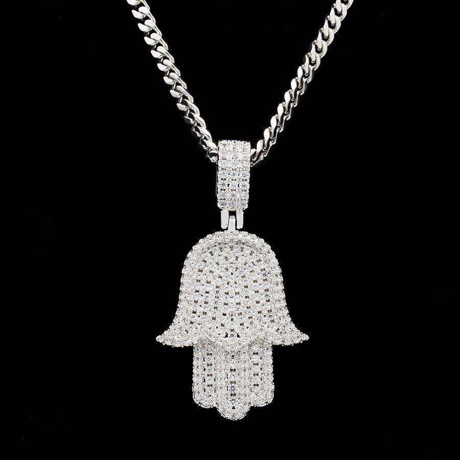 GLD Men Hamsa Pendant in White Gold