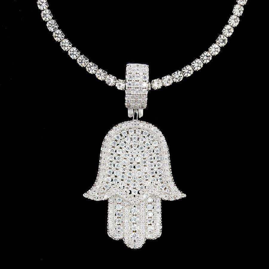 GLD Men Hamsa Pendant in White Gold