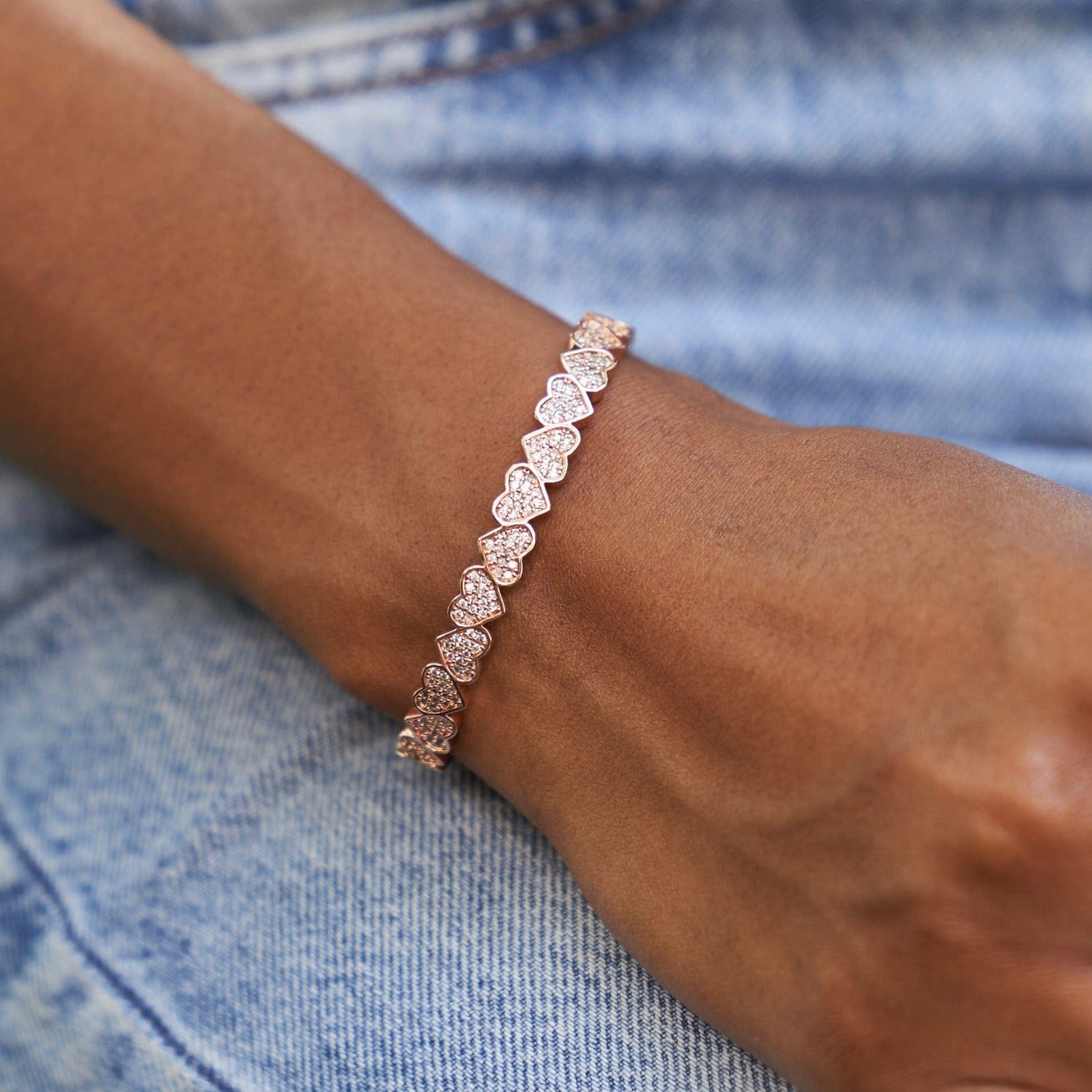 GLD Women Eternity Heart Cuff Bracelet in Rose Gold