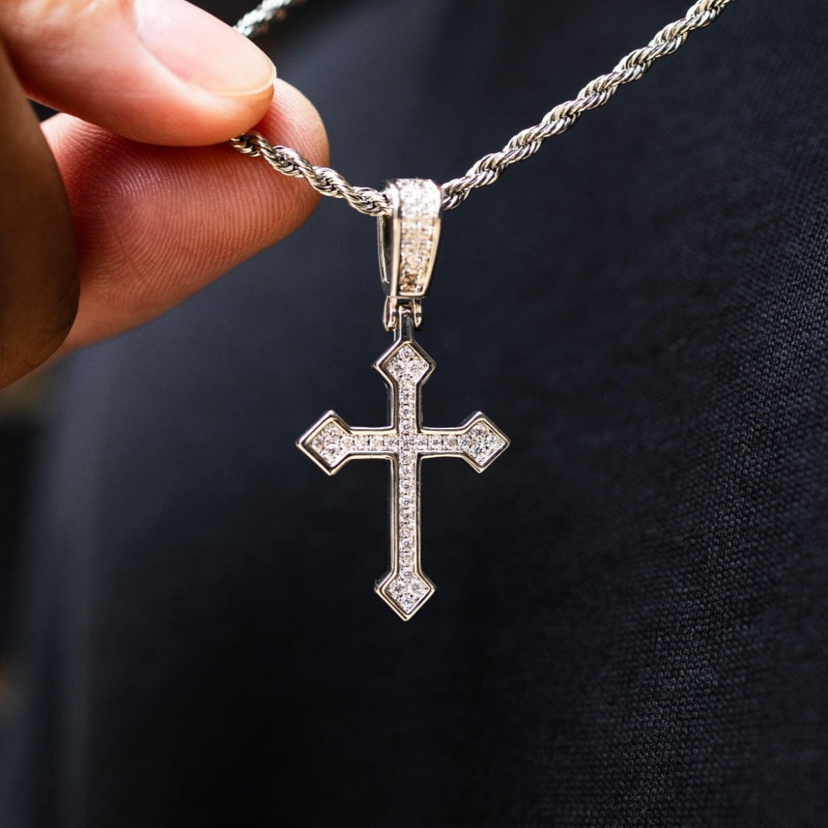 GLD Men Iced Celtic Cross in White Gold