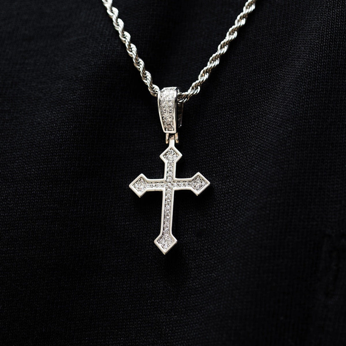 GLD Men Iced Celtic Cross in White Gold